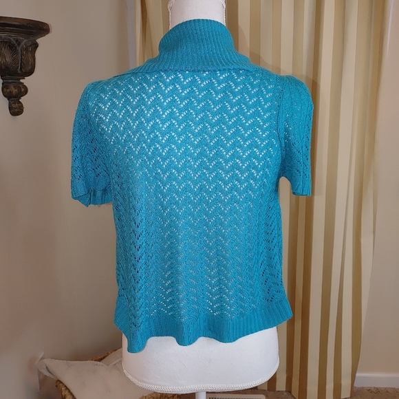 KIM ROGERS TURQUOISE SHRUG M - Picture 3 of 5